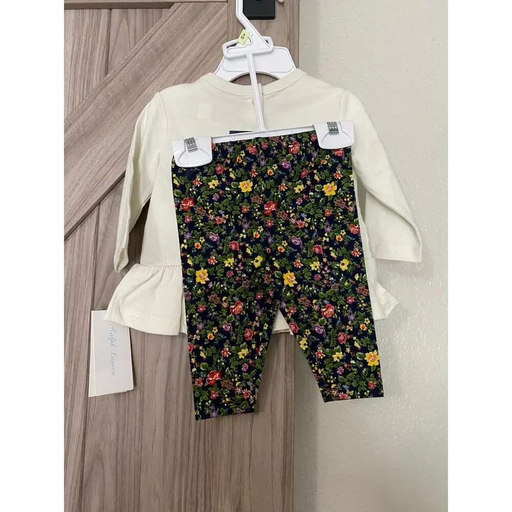 NWT Polo Ralph Lauren, kids, organic cotton top and floral leggings set 6M